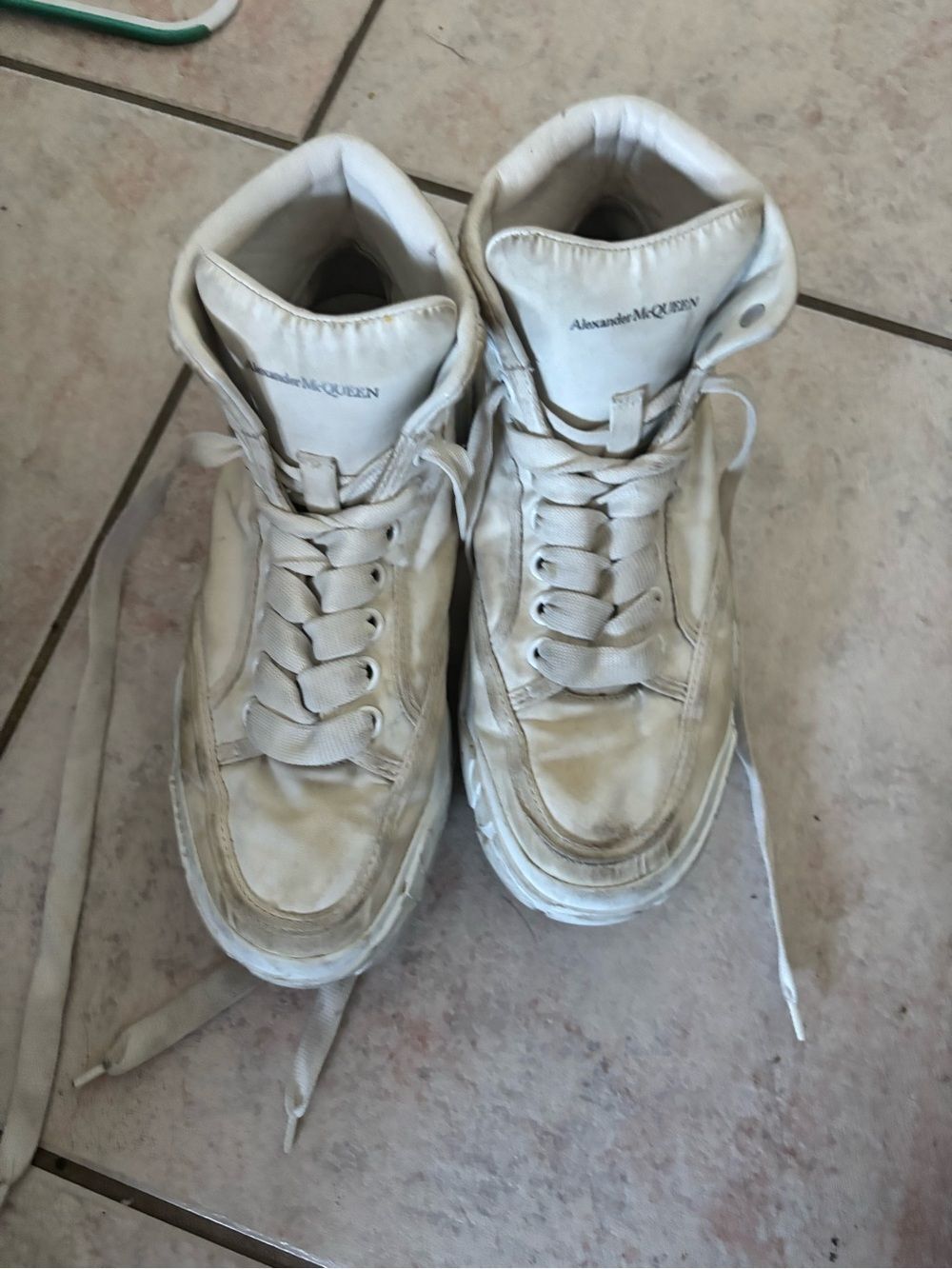 Alexander McQueen Oversized Mid-Top Logo Court Sneakers monogram shoes